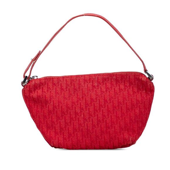 Pre Loved dior Trotter Shoulder Bag Canvas Women Red Handbags